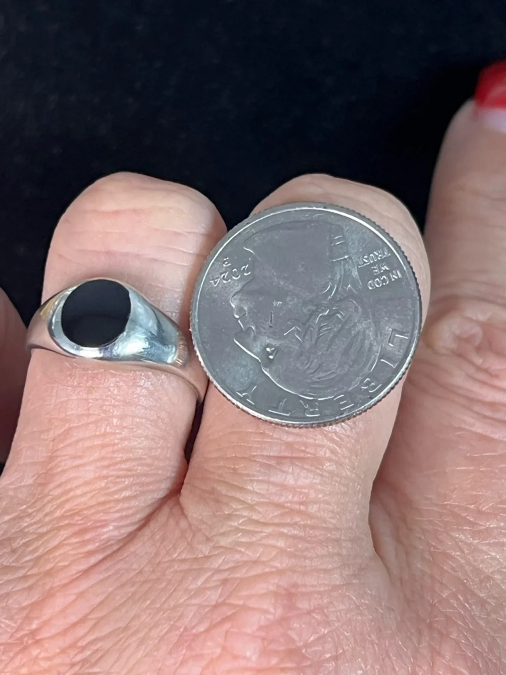 925 STERLING SILVER BLACK ONYX INLAY RING - Picture 5 of 6